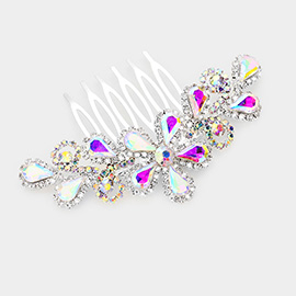 Teardrop Stone Flower Leaf Hair Comb