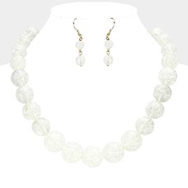 Cracked Lucite Bead Ball Necklace