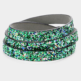 Glitter Faux Leather Wrap Bracelet