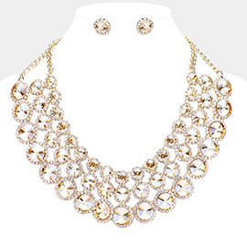 Crystal Pave Trim Round Evening Necklace
