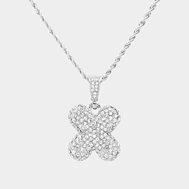 -X- Rhinestone vPendant Brass Chain Necklace