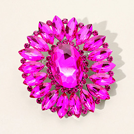 Marquise Crystal Statement Flower Pin Brooch