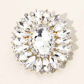 Marquise Crystal Statement Flower Pin Brooch