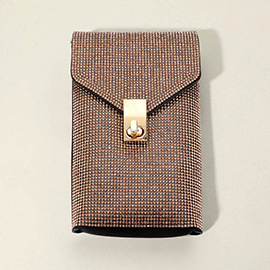 Bling Studded Rectangle Flap Crossbody Cellphone Bag