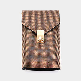 Bling Studded Rectangle Flap Crossbody Cellphone Bag