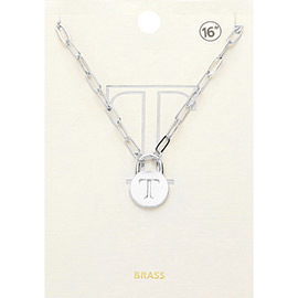-T- Brass Metal Initial Monogram Lock Pendant Necklace