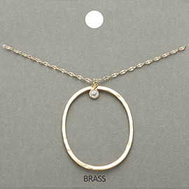 -O- Initial Monogram Brass Metal Pendant Necklace