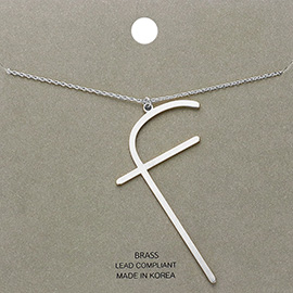 -f- Brass Initial Monogram Metal Pendant Necklace