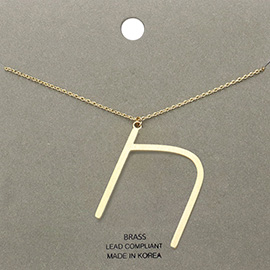 -n- Brass Initial Monogram Metal Pendant Necklace