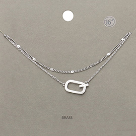 -Q- Initial Monogram Brass Metal Necklace