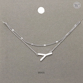 -Y- Initial Monogram Brass Metal Necklace