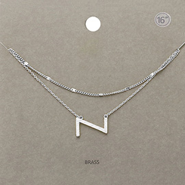 -Z- Initial Monogram Brass Metal Necklace
