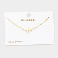 -F- Gold Dipped Metal Initial Monogram Charm Bracelet