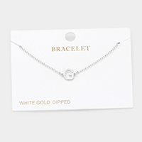 -G- White Gold Dipped Metal Initial Monogram Charm Bracelet