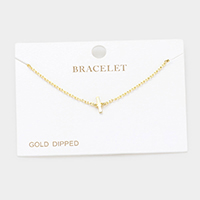 -I- Gold Dipped Metal Initial Monogram Charm Bracelet