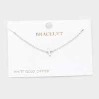 -I- White Gold Dipped Metal Initial Monogram Charm Bracelet