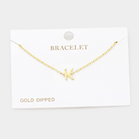 -K- Gold Dipped Metal Initial Monogram Charm Bracelet