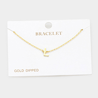 -L- Gold Dipped Metal Initial Monogram Charm Bracelet