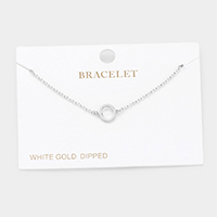 -O- White Gold Dipped Metal Initial Monogram Charm Bracelet