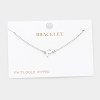 -P- White Gold Dipped Metal Initial Monogram Charm Bracelet