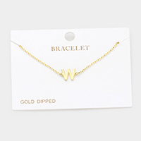 -W- Gold Dipped Metal Initial Monogram Charm Bracelet