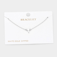 -Y- White Gold Dipped Metal Initial Monogram Charm Bracelet
