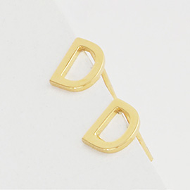 -D- Gold Dipped Metal Initial Monogram Stud Earrings