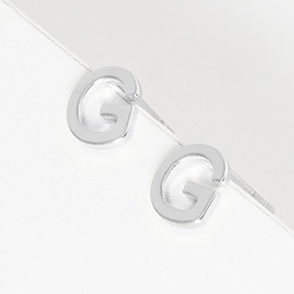 -G- White Gold Dipped Metal Initial Monogram Stud Earrings