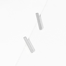 -I- White Gold Dipped Metal Initial Monogram Stud Earrings