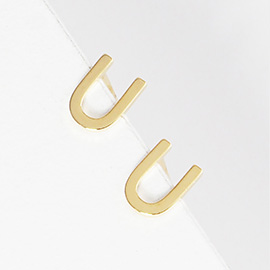 -U- Gold Dipped Metal Initial Monogram Stud Earrings