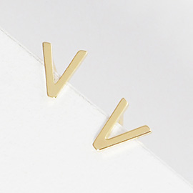 -V- Gold Dipped Metal Initial Monogram Stud Earrings