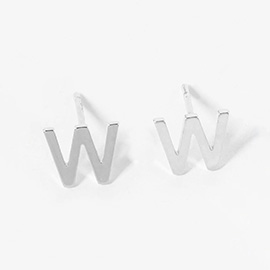 -W- White Gold Dipped Metal Initial Monogram Stud Earrings