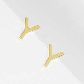 -Y- Gold Dipped Metal Initial Monogram Stud Earrings