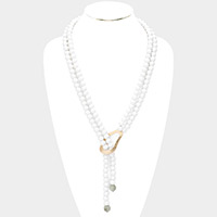 Natural Stone Point Wood Toggle Necklace