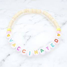 VACCINATED Heishi Beaded Message Stretch Bracelet