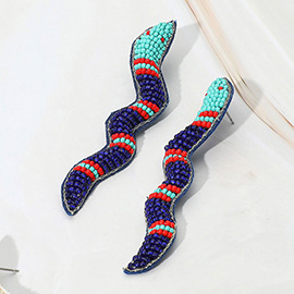 Felt Back Seed Beaded Snake Earrings