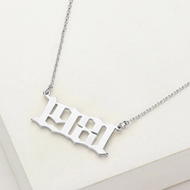White Gold Dipped 1981 Birth Year Plate Pendant Necklace