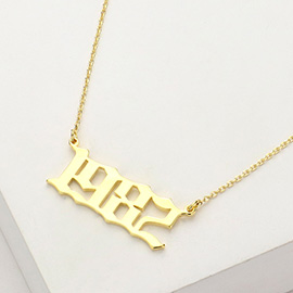 Gold Dipped 1982 Birth Year Plate Pendant Necklace