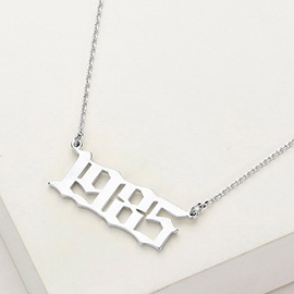 White Gold Dipped 1985 Birth Year Plate Pendant Necklace