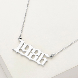 White Gold Dipped 1986 Birth Year Plate Pendant Necklace