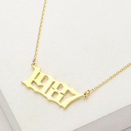 Gold Dipped 1987 Birth Year Plate Pendant Necklace