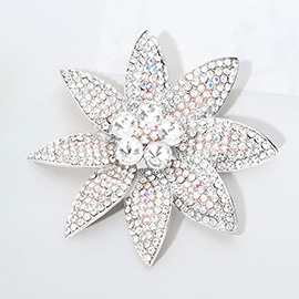 Stone Embellished Flower Pin Brooch