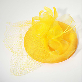 Rosette Feather Mesh Fascinator / Headband