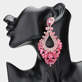 Pear Crystal Rhinestone Pageant Evening Earrings