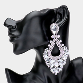 Pear Crystal Rhinestone Pageant Evening Earrings