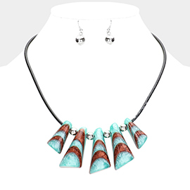 Patterned Abstract Glitter Bead Necklace