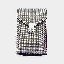 Bling Studded Rectangle Flap Crossbody Cellphone Bag