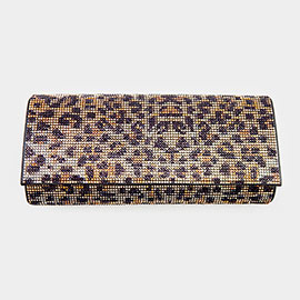 Leopard Patterned Bling Evening Clutch / Crossbody Bag