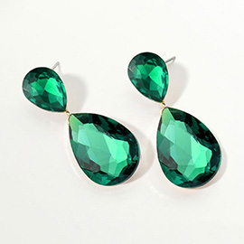 Glass Crystal Teardrop Evening Earrings