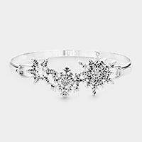 Stone Embellished Metal Triple Snowflake Hook Bracelet